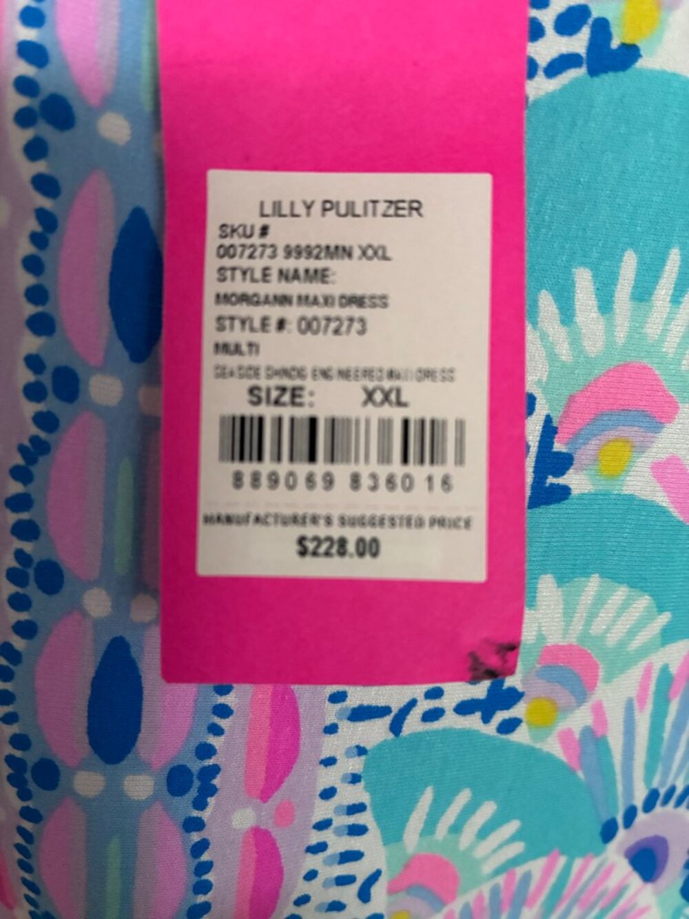 Dress Lilly Pulitzer XXL new with manufacturing flaw, one spot color misprint - Picture 7 of 8